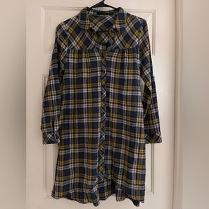 blu pepper brand shirt dress. Size small. Blue/yellow lightweight flannel.